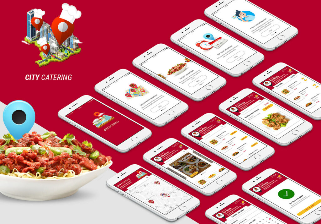 city catering app on various mobile devices