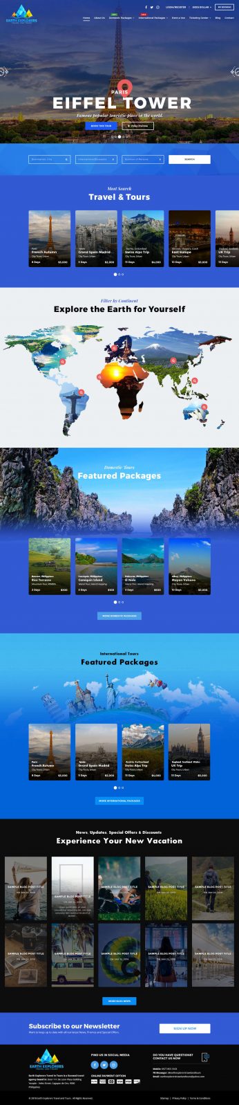 Syntactics Recent Project - Earth Explorers – Travel and Tours 1. Home