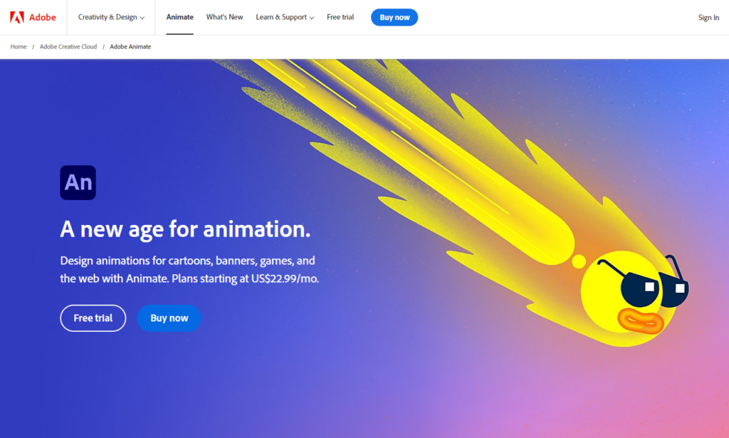 Adobe Animate design website tool